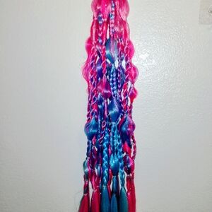 New 2 Matching Sets Pink and Blue Sparkle Bubble Braid Hair Extensions